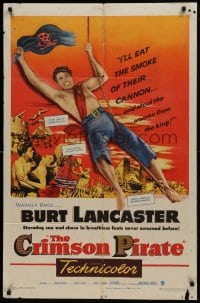 1j234 CRIMSON PIRATE 1sh 1952 great image of barechested Burt Lancaster swinging on rope!