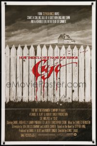 1j240 CUJO 1sh 1983 Stephen King, artwork of bloody fence & house by Robert Tanenbaum!
