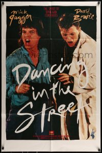 1j243 DANCING IN THE STREET 1sh 1985 great huge image of Mick Jagger & David Bowie singing!