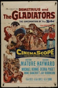 1j260 DEMETRIUS & THE GLADIATORS 1sh 1954 art of Biblical Victor Mature & Susan Hayward!