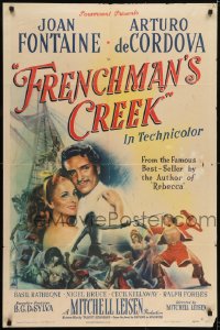 1j358 FRENCHMAN'S CREEK 1sh 1944 c/u of pretty Joan Fontaine, swashbuckler Arturo de Cordova!
