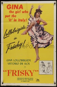 1j361 FRISKY 1sh 1956 great art and images of sexy Gina Lollobrigida & Vittorio De Sica!