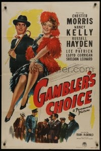 1j370 GAMBLER'S CHOICE style A 1sh 1944 Nancy Kelly motions to Hayden from behind Chester Morris!