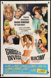 1j373 GHOST IN THE INVISIBLE BIKINI 1sh 1966 Boris Karloff + sexy girls & wacky horror images!