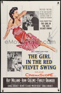 1j379 GIRL IN THE RED VELVET SWING 1sh 1955 art of sexy Joan Collins as Evelyn Nesbitt Thaw!