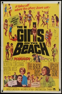 1j383 GIRLS ON THE BEACH 1sh 1965 Beach Boys, Lesley Gore, LOTS of sexy babes in bikinis!