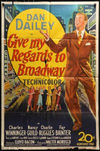 1j385 GIVE MY REGARDS TO BROADWAY 1sh 1948 stone litho of Dan Dailey singing & dancing in New York!