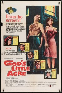 1j389 GOD'S LITTLE ACRE 1sh 1958 barechested Aldo Ray & half-dressed sexy Tina Louise!
