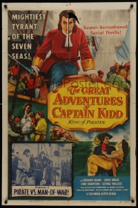 1j399 GREAT ADVENTURES OF CAPTAIN KIDD chapter 1 1sh 1953 serial action, Pirate vs. Man-of-War!