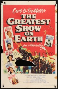 1j404 GREATEST SHOW ON EARTH 1sh 1952 best image of James Stewart, Betty Hutton & Emmett Kelly!