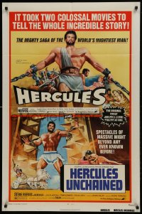 1j431 HERCULES/HERCULES UNCHAINED 1sh 1973 world's mightiest man Steve Reeves!