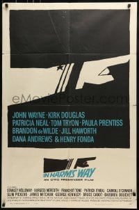 1j461 IN HARM'S WAY 1sh 1965 Otto Preminger, classic Saul Bass pointing hand artwork!