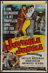 1j495 JUVENILE JUNGLE 1sh 1958 a girl delinquent & a jet propelled gang out for fast kicks!