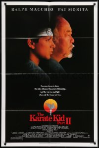 1j497 KARATE KID PART II 1sh 1986 great profile of Pat Morita as Mr. Miyagi, Ralph Macchio!