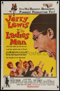 1j511 LADIES MAN 1sh 1961 girl-shy upstairs-man-of-all-work Jerry Lewis screwball comedy!