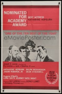 1j533 LONG DAY'S JOURNEY INTO NIGHT awards 1sh 1963 Katharine Hepburn, Ralph Richardson