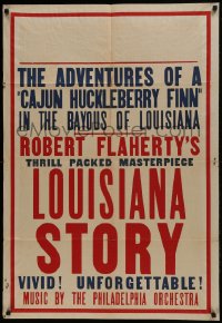 1j540 LOUISIANA STORY 1sh 1948 Robert Flaherty documentary, adventures of Cajun Huckleberry Finn!