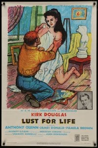 1j551 LUST FOR LIFE 1sh 1956 wonderful artwork of Kirk Douglas as artist Vincent Van Gogh!