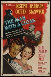 1j570 MAN WITH A CLOAK 1sh 1951 what strange hold did Joseph Cotten have over Barbara Stanwyck!