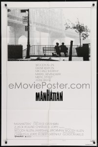 1j571 MANHATTAN style B 1sh 1979 Woody Allen & Diane Keaton, New York City title design by Burt Kleeger!