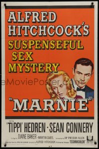 1j573 MARNIE 1sh 1964 Sean Connery & Tippi Hedren in Hitchcock's suspenseful sex mystery!