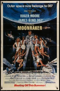 1j590 MOONRAKER advance 1sh 1979 Moore as James Bond by Goozee, blasting off next Summer!