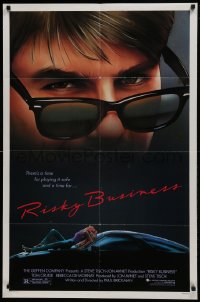 1j712 RISKY BUSINESS 1sh 1983 classic close up art of Tom Cruise in cool shades by Drew Struzan!