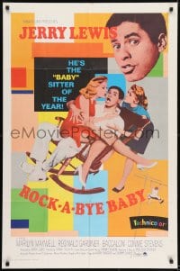 1j718 ROCK-A-BYE BABY 1sh R1967 Jerry Lewis with Marilyn Maxwell, Connie Stevens, and triplets!