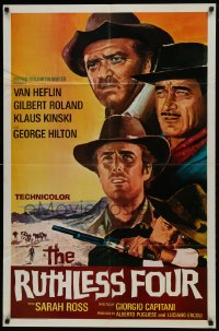 1j734 RUTHLESS FOUR int'l 1sh 1969 Van Heflin, Gilbert Roland, Klaus Kinski, spaghetti western!