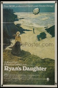 1j735 RYAN'S DAUGHTER style A 1sh 1970 David Lean, art of Sarah Miles on cliff + umbrella by Lesser!