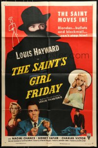 1j742 SAINT'S GIRL FRIDAY 1sh 1954 sexy Diana Dors & bullets can't stop Louis Hayward!