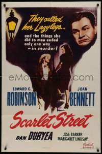 1j753 SCARLET STREET 1sh R1953 Fritz Lang film noir, Edward G. Robinson, Joan Bennett, Dan Duryea