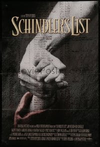 1j754 SCHINDLER'S LIST DS 1sh 1993 Steven Spielberg World War II classic, Best Picture!