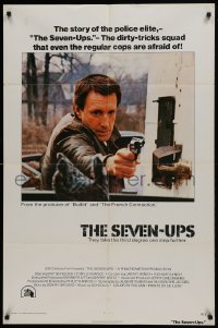 1j766 SEVEN-UPS int'l 1sh 1974 close up of elite policeman Roy Scheider pointing gun!