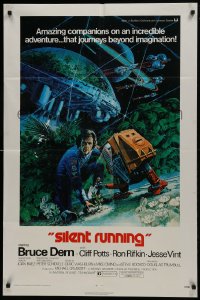1j784 SILENT RUNNING 1sh 1972 Douglas Trumbull, cool art of Bruce Dern & his robot by Akimoto
