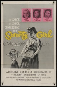 1j807 SORORITY GIRL 1sh 1957 AIP, the shock by shock confessions of a bad girl, great art!