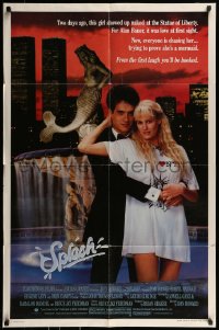 1j809 SPLASH 1sh 1984 Tom Hanks loves mermaid Daryl Hannah in New York City under Twin Towers!