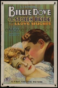 1j835 STOLEN BRIDE style B 1sh 1927 stone litho close-up of Lloyd Hughes kissing Billie Dove, rare!