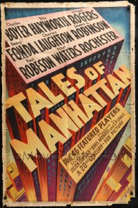 1j876 TALES OF MANHATTAN style A 1sh 1942 cool deco title treatment art, all-star cast!