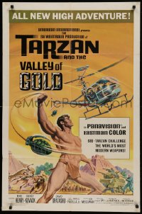 1j881 TARZAN & THE VALLEY OF GOLD 1sh 1966 art of Henry tossing grenades at baddies by Reynold Brown!