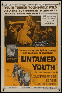 1j930 UNTAMED YOUTH 1sh 1957 sexy bad girl Mamie Van Doren in a house of correction!