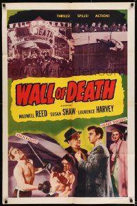 1j952 WALL OF DEATH 1sh 1952 knockouts, heart throbs, cool boxing & motorcycle stuntman images!