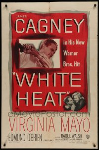 1j968 WHITE HEAT 1sh 1949 James Cagney is Cody Jarrett, classic noir, top of the world, Ma!