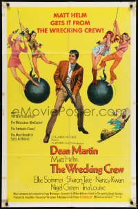 1j989 WRECKING CREW 1sh 1969 McGinnis art of Dean Martin as Matt Helm with sexy spy babes!