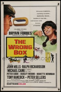 1j990 WRONG BOX 1sh 1966 Michael Caine looks through mail slot at pretty girl, English sex!