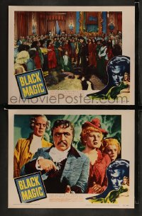 1k807 BLACK MAGIC 2 LCs 1949 great images of wild-eyed hypnotist Orson Welles as Cagliostro!