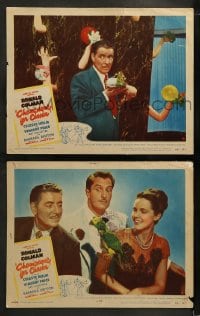 1k828 CHAMPAGNE FOR CAESAR 2 LCs 1950 images of Ronald Colman with Celeste Holm and Vincent Price!