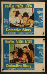 1k856 DETECTIVE STORY 2 LCs R1960 Kirk Douglas & Horace McMahon, Eleanor Parker, different design!