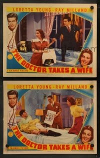 1k867 DOCTOR TAKES A WIFE 2 LCs 1940 great images of Loretta Young, Ray Milland!