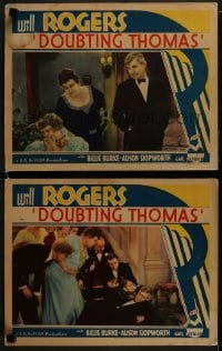 1k870 DOUBTING THOMAS 2 LCs 1935 great images of Will Rogers, Billie Burke, Holloway!